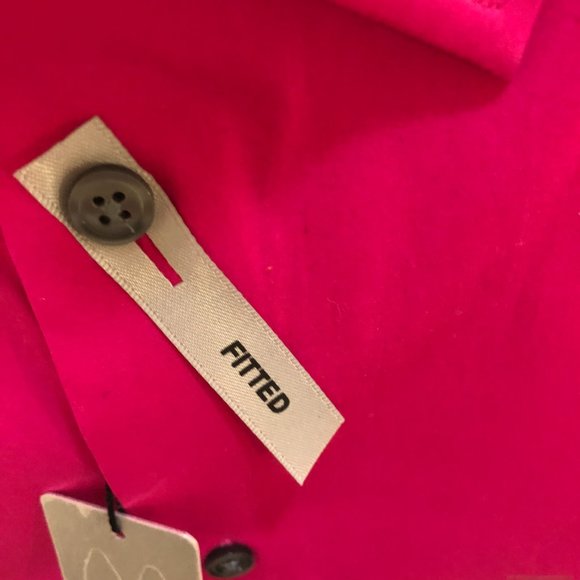 Express 1MX Mens Fitted Long Sleeve Cotton Solid Slim Dress Shirt Large Pink NEW - Picture 4 of 6